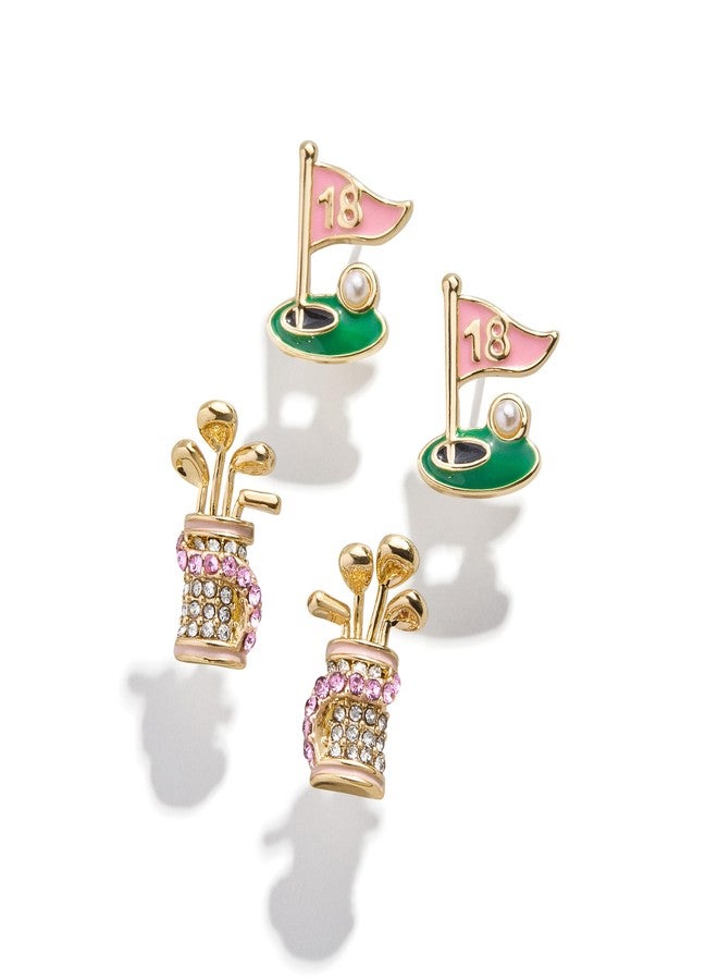 BaubleBar Hole in One Earring Set - Fun Golf Club & Golf Tee Statement Earrings, Novelty Earrings for Women, Costume Jewelry - Image 1